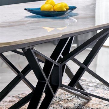 Фото2.Розкладний стіл ALFREDO, білий мармур / чорний (2 шт. = 1 шт.)